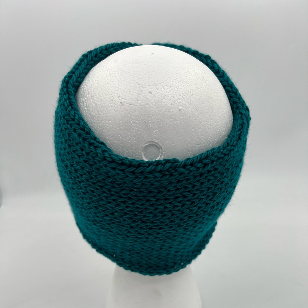 Teal Green Handmade Knit Twist Top Knot Headband Ear Warmer - Picture 4 of 5